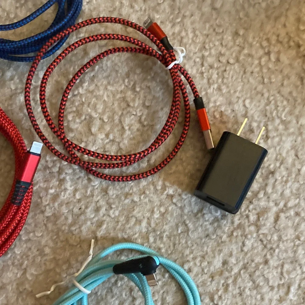 📱NOT TESTED 5pc Lot Bundle -Lightening Braided Charging Cable USB Adapter Apple